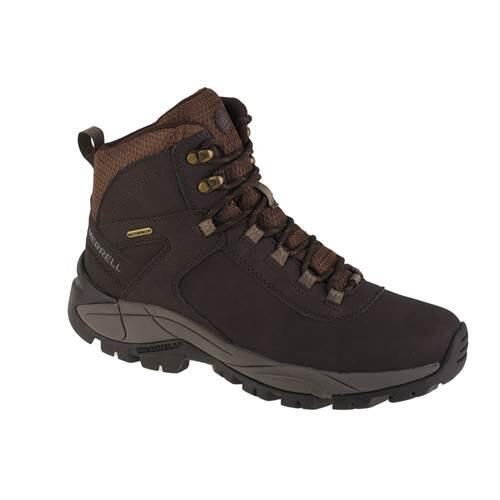 Buty trekkingowe męskie Merrell Vego Mid WP. Brązowe buty trekkingowe męskie Merrell, bez wzorów, z gumy, za kostkę, bez zapięcia, trekkingowe. Za 672.00 zł.