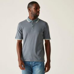 Koszulka turystyczna polo męska Adryan. Szare koszulki polo męskie Regatta, m, bez wzorów, sportowe, bez kołnierzyka, bez ramiączek. Za 168.50 zł.