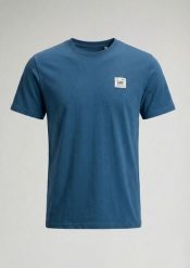 MĘSKA KOSZULKA LEE WOVEN LABEL TEE ORION BLUE 112376539. Niebieskie t-shirty męskie Lee, l, bez wzorów, bez kołnierzyka, bez ramiączek. Za 79.99 zł.