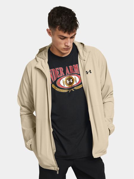 Under Armour Wiatrówka Ua Stretch Woven Windbreaker 1377171-289 Khaki Fitted Fit. Brązowe kurtki treningowe męskie Under Armour, l, bez wzorów, z syntetyku, bez kaptura, do biegania. Za 459.99 zł.