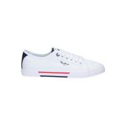 Trampki męskie sportowe Pepe Jeans BRADY MEN BASIC. Białe trampki męskie Pepe Jeans, bez wzorów, z jeansu, sportowe, bez zapięcia. W wyprzedaży za 215.00 zł.