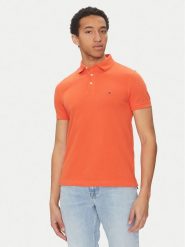 Tommy Hilfiger Polo 1985 MW0MW17771 Pomarańczowy Slim Fit. Brązowe koszulki polo męskie Tommy Hilfiger, m, bez wzorów, z bawełny, bez kołnierzyka, bez ramiączek. Za 219.99 zł.