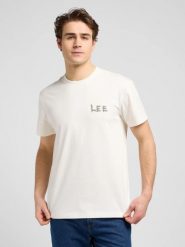 MESKA KOSZULKA LEE RELAXED GRAPHIC TEE ECRU 112370517. T-shirty męskie Lee, m, bez wzorów, bez kołnierzyka, bez ramiączek. Za 79.99 zł.
