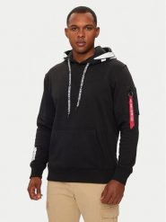 Alpha Industries Bluza 126803 Czarny Regular Fit. Czarne bluzy nierozpinane męskie Alpha Industries, m, bez wzorów, z bawełny, bez ramiączek, bez kaptura. Za 309.99 zł.