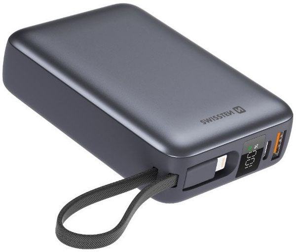 Swissten Power Bank 20000 mAh with Built-In Cables USB-C and Lightning. Powerbanki SWISSTEN. Za 151.59 zł.