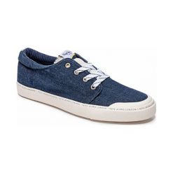 Tenisówki w kolorze niebieskim. Niebieskie trampki męskie Pepe Jeans, bez wzorów, z materiału, bez zapięcia. W wyprzedaży za 129.95 zł.