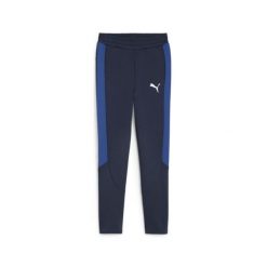 Młodzieżowe spodnie dresowe EVOSTRIPE PUMA Club Navy Blue. Niebieskia spodnie dresowe męskie Puma, bez wzorów, z dresówki. Za 140.99 zł.