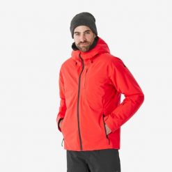 Kurtka narciarska i snowboardowa męska Quechua 500. Czerwone kurtki narciarskie i snowboardowe męskie WED'ZE, na zimę, m, bez wzorów, z materiału, bez kaptura, narciarskie. Za 399.99 zł.