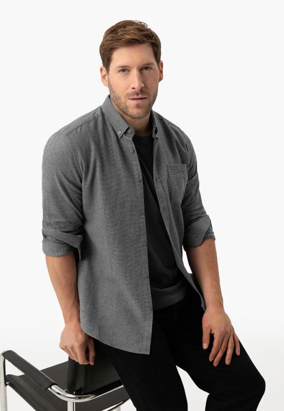 Szara koszula, Slim Fit, K-BELANOS. Szare koszule męskie Volcano, m, bez wzorów, z bawełny, bez kołnierzyka, bez ramiączek. Za 139.99 zł.