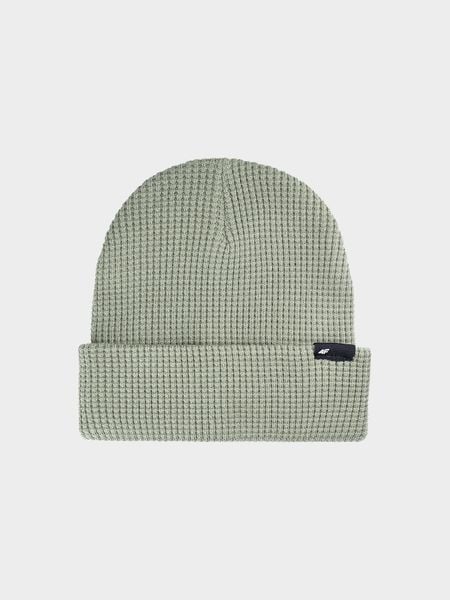 4F Czapka zimowa męska - zielona M. Brązowe czapki męskie 4f, na zimę, bez wzorów, z materiału, klasyczne. Za 39.99 zł.