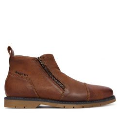 Botki Bugatti. Brązowe sztyblety męskie Bugatti, bez obcasa, bez zapięcia. Za 419.99 zł.