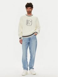 Guess Jeans Sweter M5YR21 Z3HM1 Écru Regular Fit. Kardigany męskie Guess Jeans, m, z aplikacjami, z bawełny, bez ramiączek. Za 272.00 zł.