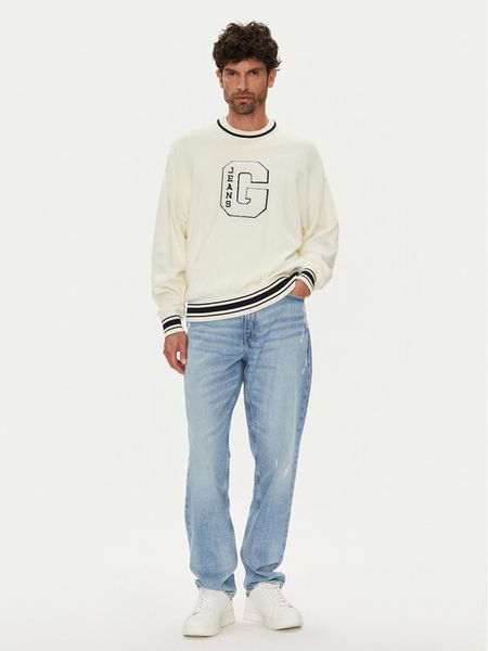 Guess Jeans Sweter M5YR21 Z3HM1 Écru Regular Fit. Kardigany męskie Guess Jeans, z aplikacjami, z bawełny, bez kołnierzyka, bez ramiączek. Za 389.00 zł.
