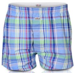 Luźne Męskie Bokserki, Bawełniane - Pako Jeans - Niebieskie w Kratkę. Niebieskie bokserki męskie Pako Jeans, l, bez wzorów, z bawełny. Za 33.00 zł.