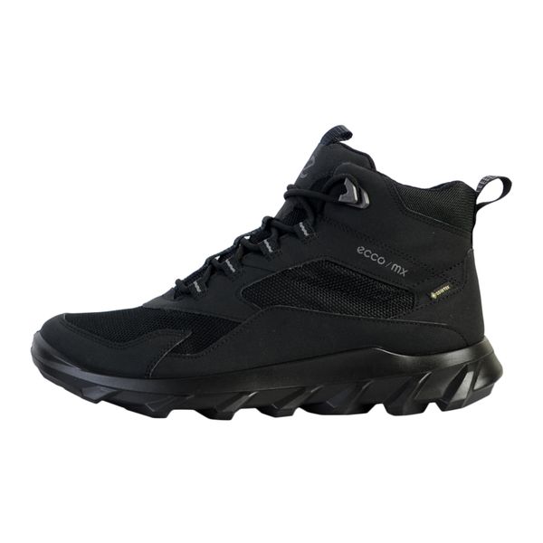 Buty do chodzenia męskie Ecco Mx Mid Gtx. Czarne buty trekkingowe męskie ecco, bez wzorów, z materiału, sportowe, bez obcasa, bez zapięcia. Za 749.99 zł.