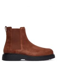 Calvin Klein Sztyblety Combat Ess Chelsea Boot Su YM0YM01372 Brązowy. Brązowe sztyblety męskie Calvin Klein, ze skóry, bez obcasa, bez zapięcia. Za 519.99 zł.