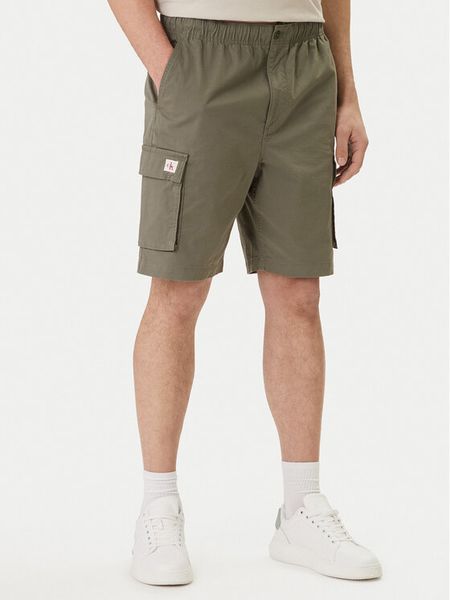 Calvin Klein Jeans Szorty materiałowe LV04RB618G Khaki Regular Fit. Brązowe szorty męskie Calvin Klein Jeans, bez wzorów, z bawełny. Za 369.99 zł.