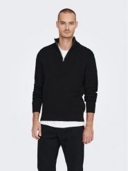Only & Sons Sweter 22023210 Czarny Regular Fit. Czarne kardigany męskie Only & Sons, m, bez wzorów, z bawełny, bez ramiączek. Za 109.99 zł.