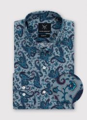 PAKO LORENTE – Koszula męska we wzór paisley P22WF-1X-029-S-S. Koszule męskie Pako Lorente, m, bez wzorów, z bawełny, bez kołnierzyka, bez ramiączek. Za 79.99 zł.