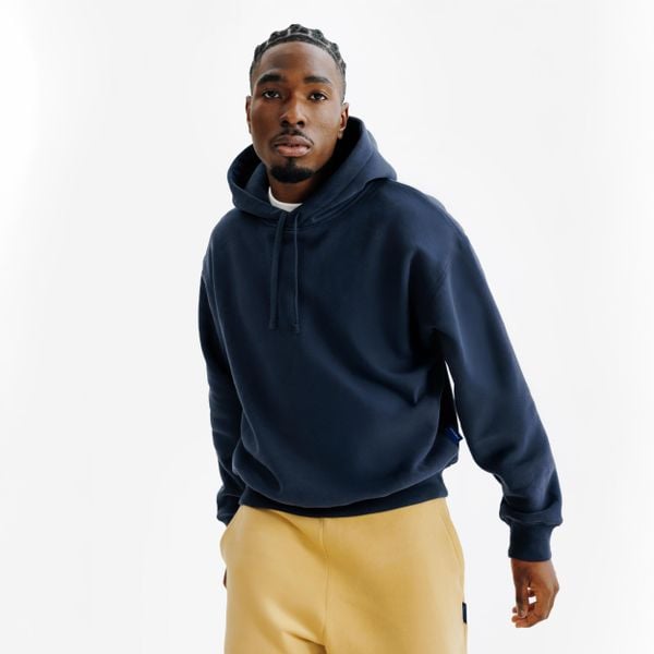 Bluza z kapturem męska Elementals. Niebieskie bluzy nierozpinane męskie Decathlon, m, bez wzorów, z bawełny, bez ramiączek, z kapturem. Za 199.99 zł.