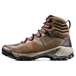Buty trekkingowe męskie Mammut Sapuen High Gtx. Brązowe buty trekkingowe męskie Mammut, na jesień, bez wzorów, z gumy, za kostkę, bez zapięcia. Za 945.00 zł.
