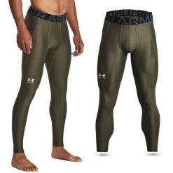 Legginsy termoaktywne męskie UNDER ARMOUR szybkoschnące termiczne. Zielone bielizna termoaktywna męska Under Armour, m, bez wzorów, bez ramiączek, do biegania. Za 99.99 zł.