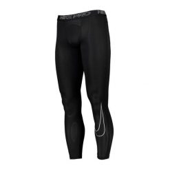 Legginsy męskie Nike z czarnego poliestru. Białe legginsy męskie Nike, m, bez wzorów, z poliesteru, do piłki nożnej, dri-fit (nike). Za 135.18 zł.