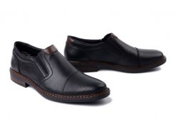RIEKER 17659-00 black, półbuty męskie. Czarne eleganckie półbuty męskie Rieker, bez obcasa, bez zapięcia. Za 369.90 zł.
