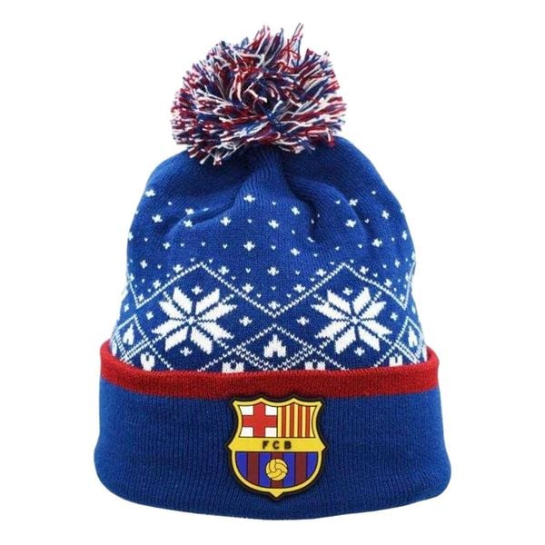 Czapka Męska Świąteczna. Niebieskie czapki męskie FC Barcelona, bez wzorów, sportowe. Za 173.99 zł.