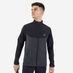 Kurtka do tenisa męska Artengo Essential. Czarne kurtki męskie KUIKMA, l, bez wzorów, z meshu, eleganckie, bez ramiączek, bez kaptura. Za 119.99 zł.