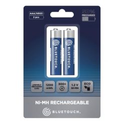 Klasyczne akumulatory BLUETOUCH; typ AAA, 1200 mWh. Niebieskie sztyblety męskie BLUETOUCH, bez obcasa, bez zapięcia. Za 21.90 zł.