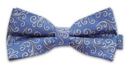 Niebieska Mucha w Biały Ornament - Vernon, Męska. Niebieskie krawaty i muchy męskie Vernon, bez wzorów, eleganckie. Za 29.00 zł.