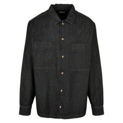 Koszula Urban Classics oversized denim. Szare koszule męskie Urban Classics, m, bez wzorów, z denimu, bez kołnierzyka, bez ramiączek. Za 229.00 zł.