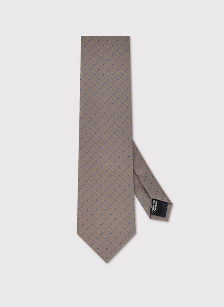 PAKO LORENTE – Beżowy krawat w mikrowzór. Brązowe krawaty i muchy męskie Pako Lorente, bez wzorów, z poliesteru. Za 99.99 zł.