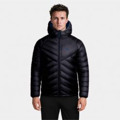 Kurtka męska puchowa Alpinus Oronaye. Czarne kurtki męskie Alpinus, m, bez wzorów, z puchu, sportowe, bez ramiączek, bez kaptura. Za 699.00 zł.