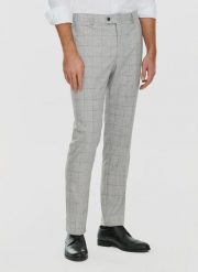 PAKO LORENTE – Szare garniturowe spodnie męskie w kratę. Szare eleganckie spodnie męskie Pako Lorente, bez wzorów, z elastanu, biznesowe. Za 299.99 zł.