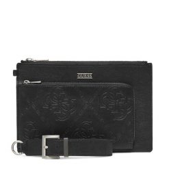 Saszetka Guess. Czarne saszetki męskie Guess, z aplikacjami, młodzieżowe, małe. Za 229.99 zł.