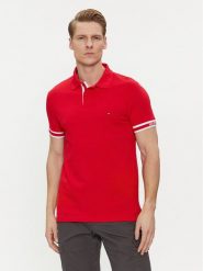 Tommy Hilfiger Polo Monotype MW0MW34737 Czerwony Slim Fit. Czerwone koszulki polo męskie Tommy Hilfiger, m, bez wzorów, z bawełny, bez kołnierzyka, bez ramiączek. Za 299.99 zł.