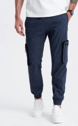 Ombre Męskie spodnie JOGGERY z zapinanymi kieszeniami cargo - granatowe V5 OM-PAJO-0135 M. Długie spodnie sportowe męskie Ombre, bez wzorów. Za 169.99 zł.