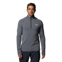 Polar 1/4 zip rozciągliwy Mountain Hardwear Polartec® Power Pro. Szare bluzy z polaru męskie MOUNTAIN HARDWEAR, bez wzorów, z polaru, sportowe, bez ramiączek, bez kaptura. W wyprzedaży za 510.80 zł.