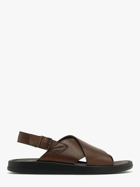 Brązowe sandały męskie. Brązowe sandały męskie Ryłko, ze skóry, bez zapięcia. W wyprzedaży za 199.99 zł.