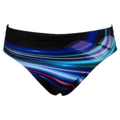Kąpielówki slipy męskie na basen Arena Flashing Lights Brief. Czarne kąpielówki męskie ARENA, m, bez wzorów. Za 49.99 zł.