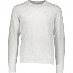 Sweter w kolorze jasnoszarym. Szare swetry męskie Ben Sherman, z haftami, z bawełny, z okrągłym kołnierzem. W wyprzedaży za 130.95 zł.