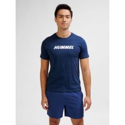 Koszulka z logo Hummel Elemental. Niebieskie t-shirty sportowe męskie HUMMEL, bez wzorów, sportowe, bez ramiączek. Za 117.50 zł.