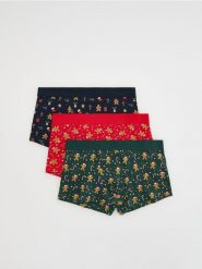 Świąteczne bokserki 3 pack - czerwony. Czerwone bokserki męskie Reserved, l, bez wzorów. Za 69.99 zł.