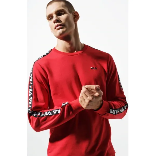 Fila Bluza Aren Crew Shirt , czerwony, rozmiar L. Czerwone bluzy nierozpinane męskie Fila, l, bez wzorów, z bawełny, sportowe, bez ramiączek, bez kaptura. Za 319.99 zł.