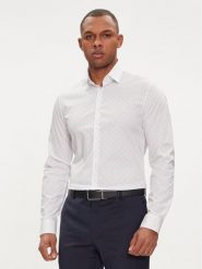 Calvin Klein Koszula Leaf Print K10K112593 Biały Slim Fit. Białe koszule męskie Calvin Klein, m, bez wzorów, z bawełny, bez kołnierzyka, bez ramiączek. Za 379.99 zł.