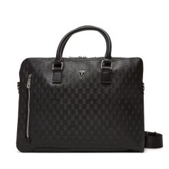Torba na laptopa Guess. Czarne torby na laptopa męskie Guess, z aplikacjami. Za 449.99 zł.