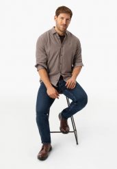 Koszula bawełniana K-MADO. Brązowe koszule męskie Volcano, l, bez wzorów, z bawełny, bez kołnierzyka, bez ramiączek. Za 149.99 zł.