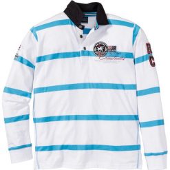 Shirt polo z długim rękawem Regular Fit bonprix biało-turkusowy w paski. Koszulki męskie z długim rękawem marki bonprix. Za 44.99 zł.